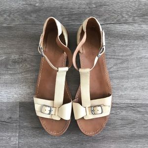 Madewell Beige Leather T-Strap Sandal